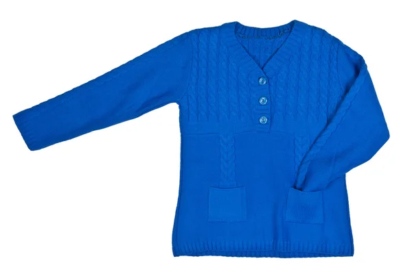 Modrý pletený svetr — Stock fotografie