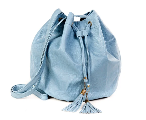 Modré kožené kabelky módní ženy — Stock fotografie