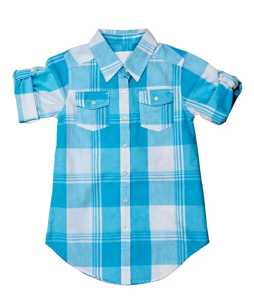 파란색 체크 무늬 셔츠 — 스톡 사진