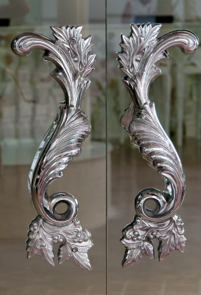 Steel handles on the doors — Stock Photo, Image