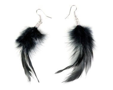 A pair of women's earrings their feathers clipart