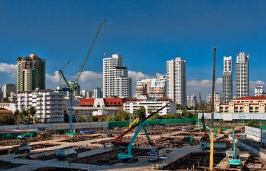 Building in downtown construction site clipart