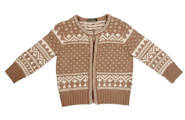 Bruin gebreide trui met een patroon — Stockfoto
