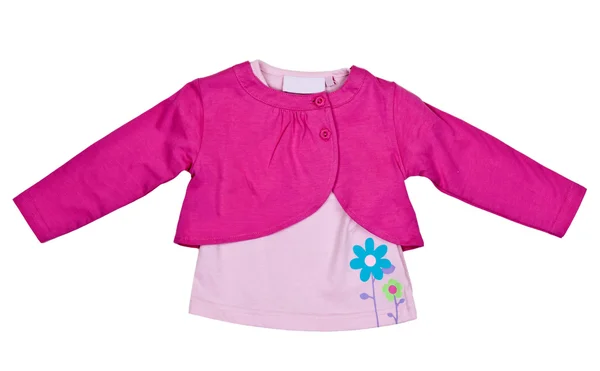 La ropa infantil con las aplicaciones en forma de la flor —  Fotos de Stock