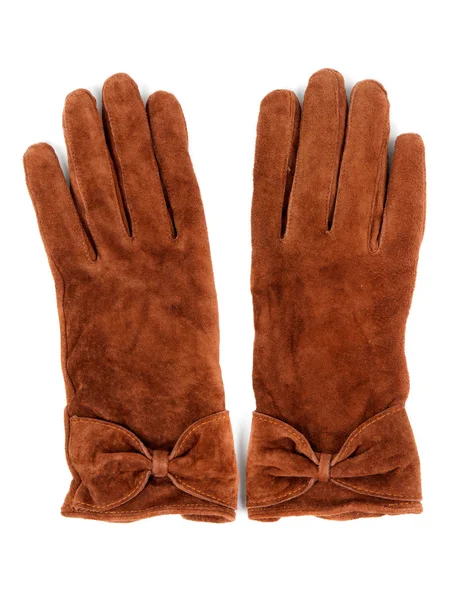 Een paar bruin lederen handschoenen — Stockfoto