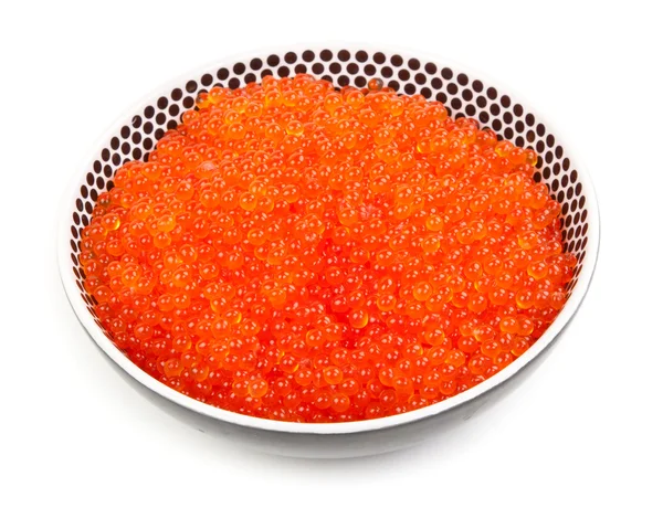 Une assiette pleine de caviar rouge frais — Photo