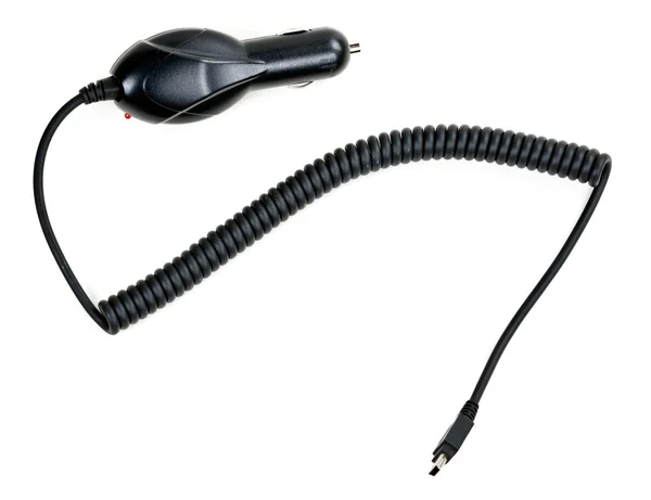 Черный кабель питания к телефонной машине — стоковое фото