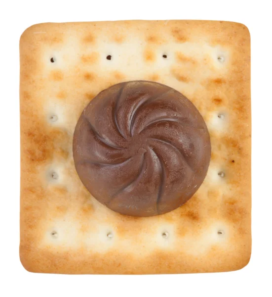Caramelle rotonde al cioccolato con cracker — Foto Stock