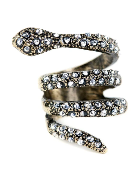 Кольцо с камнями в виде змеи — стоковое фото