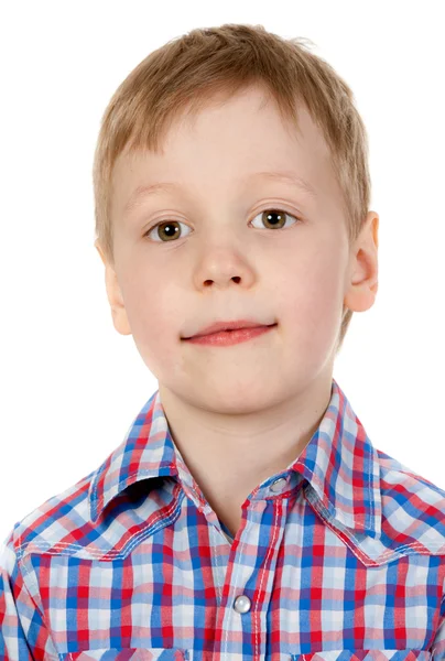 Podobizna chlapce v kostkované košili — Stock fotografie