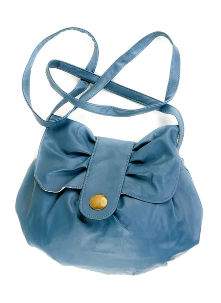 Mavi deri bayan çanta — Stok fotoğraf