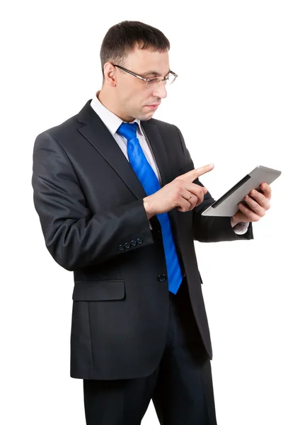 Homme d'affaires avec ordinateur tablette — Photo
