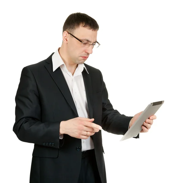 Affärsman med Tablet PC — Stockfoto