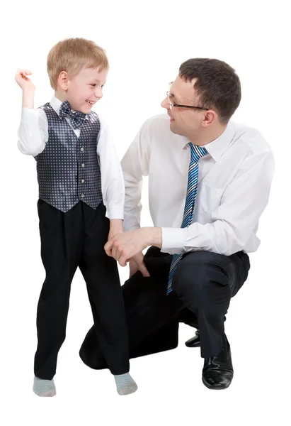Empresário com seu filho no estúdio — Fotografia de Stock