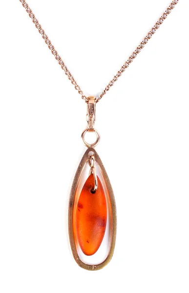 Gold pendant with amber — Stock Photo, Image