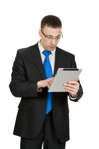 Jonge zakenman met een tablet pc — Stockfoto