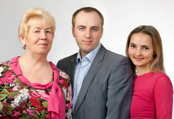 Family portrait, grandmother, son, daughter — Stock Photo, Image
