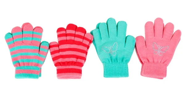 Pruhované dětské rukavice — Stock fotografie
