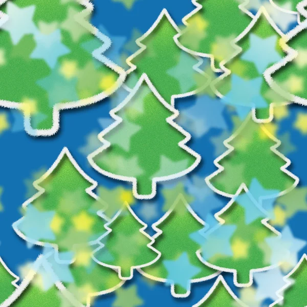 Starry night in Christmas forest, seamless pattern — Stock Photo, Image