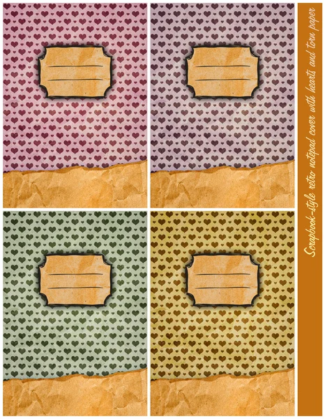 Four Scrapbook-style retro notepad covers — Stock Photo, Image