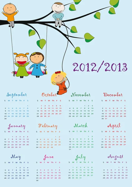 Calendario escolar — Vector de stock