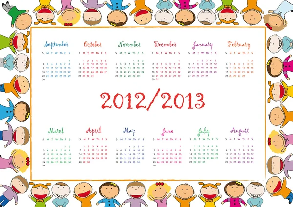 Calendario scolastico — Vettoriale Stock