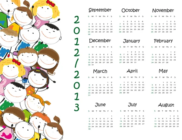 Calendario escolar — Vector de stock