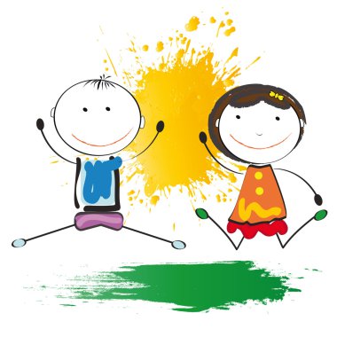 Happy kids playing clipart