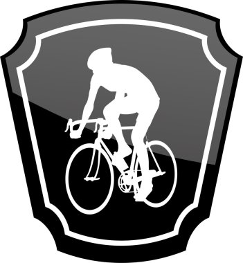 Bicyclist on emblem clipart