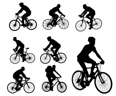 Bicyclists silhouettes clipart