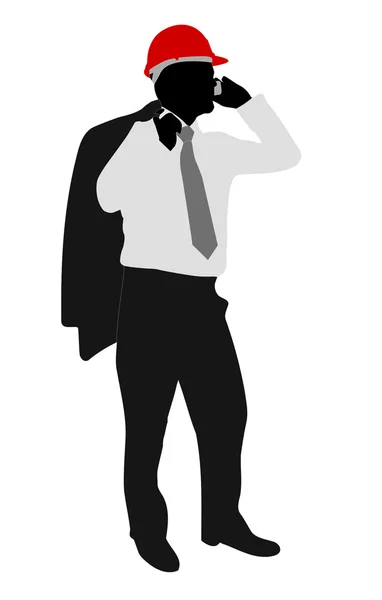 Homme d'affaires avec casque rigide — Image vectorielle