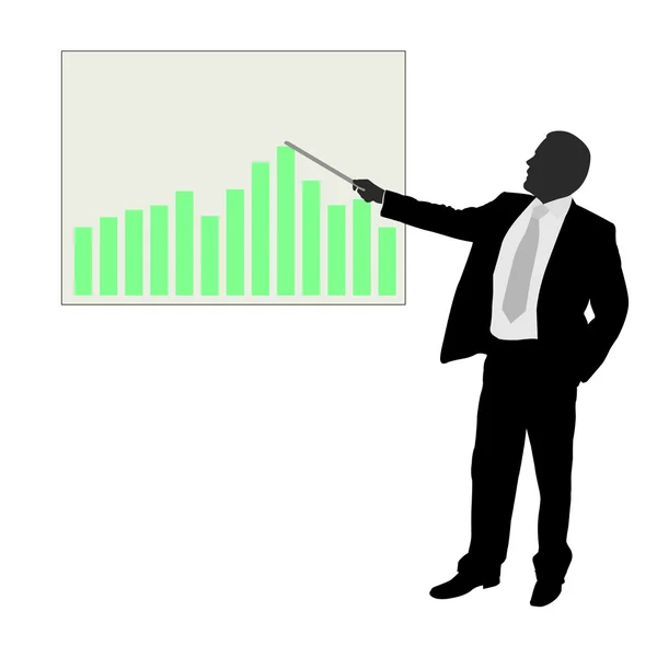 Geschäftsmann zeigt Präsentation — Stockvektor