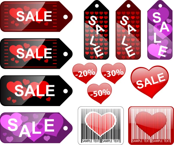 Verkaufsetiketten, Valentinstag — Stockvektor