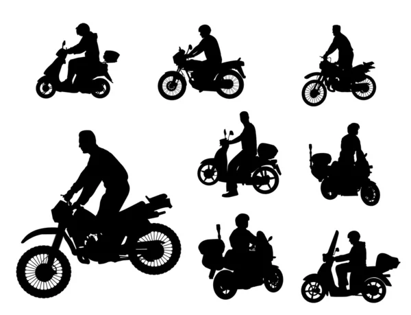 Motrocyclists siluety — Stockový vektor