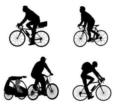 Bicyclists silhouettes clipart