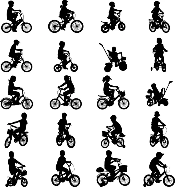 Kinder auf Fahrrädern — Stockvektor