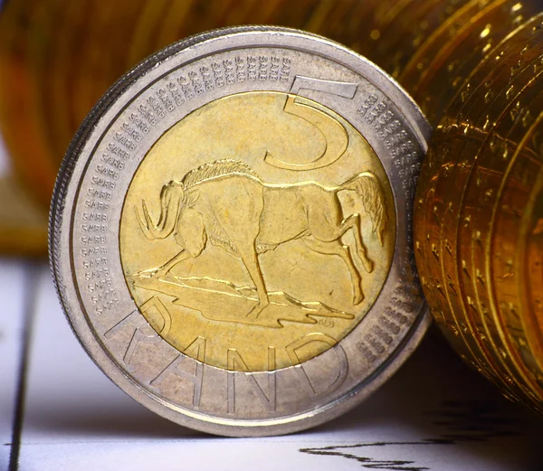 Veduta estremamente ravvicinata della moneta sudafricana — Foto Stock