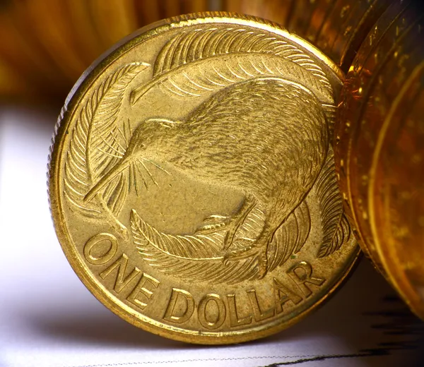 Son derece kadar Yeni Zelanda Doları dövizin görünümünü kapat — Stok fotoğraf