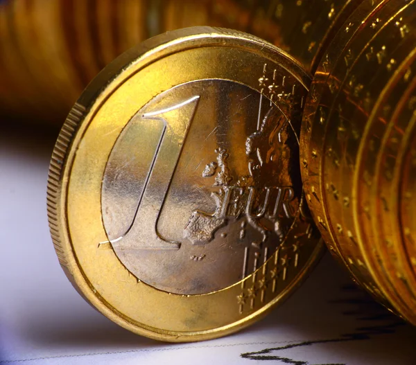 Extremely close up view of European currency — Stock Photo, Image