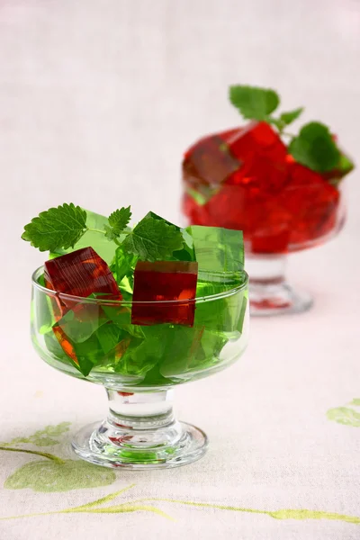 stock image Delicious sweet jelly dessert in elegant goblet