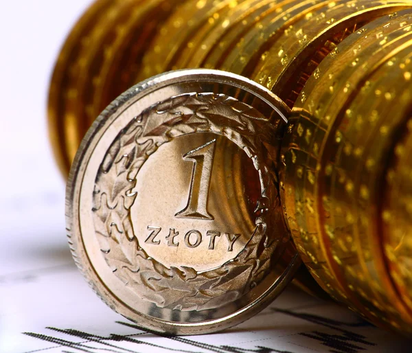 Надзвичайно крупним планом вид валюти Польщі — стокове фото