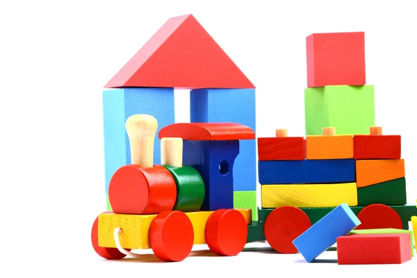 Train jouet en bois coloré — Photo