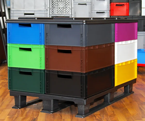 Paleta de cajas de color — Foto de Stock
