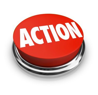 Action Word on Red Round Button Be Proactive clipart