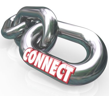 Connect Word on Metal Links Networking Connections clipart