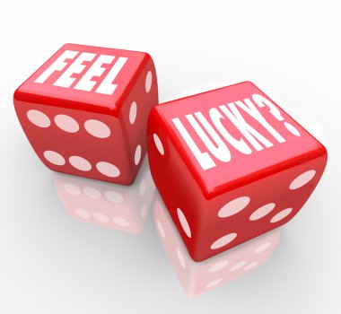 Feel Lucky Question on Dice Winning Confidence clipart