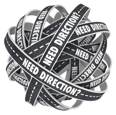 Need Direction Ball of Tangled Roads Uncertainty clipart
