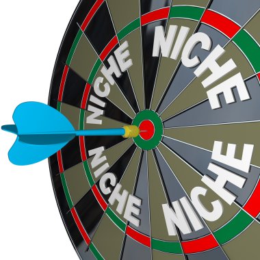 Niche Words on Dartboard Dart Hones on Specialized Demo clipart