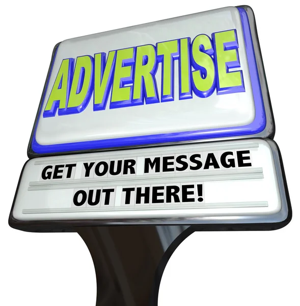 Werbeschild Außenwerbung Botschaft speichern — Stockfoto