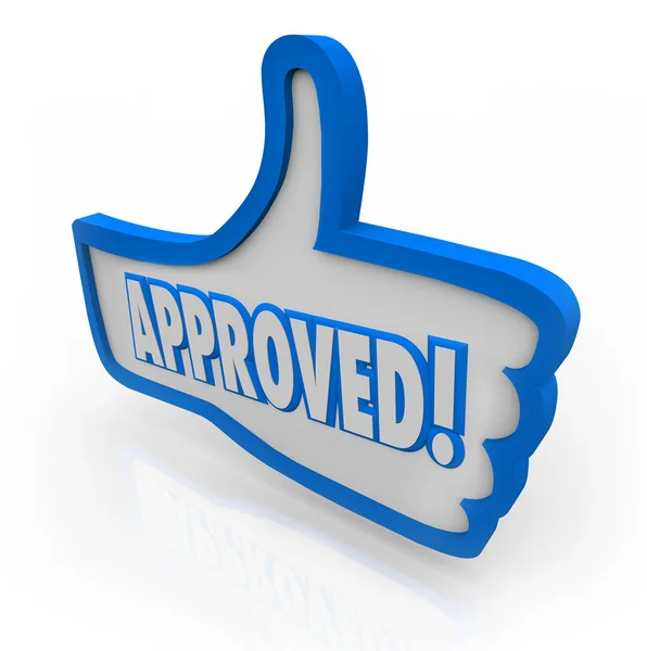 Approved Blue Thumb's Up Symbol Like Agreed Accepted — Stock Photo, Image